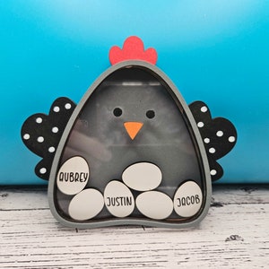 Ornement shaker poulet et oeufs, décoration de Noël, 2024, fichier laser numérique, svg, Glowforge, poule et pochette, maman poule, coq, personnaliser