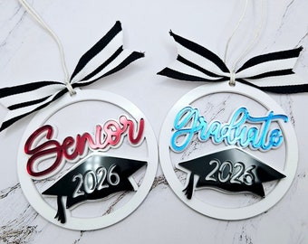 Senior Graduate 2026 Ornament, Layered Car Charm, digitale Laserdatei, SVG, Glowforge-Klasse für Ornament, Weihnachtsverzierung, Geschenk für den Abschluss