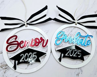 Senior Graduate 2025 Ornament, Layered Car Charm, digitale Laserdatei, SVG, Glowforge-Klasse für Ornament, Weihnachtsverzierung, Abschlussgeschenk