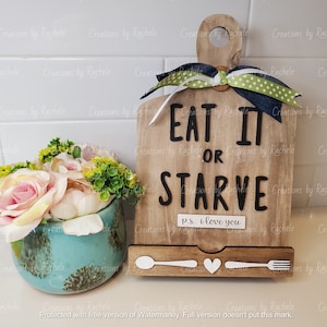 Reversible Kitchen Stand Recipe Holder, 5 sayings , digital laser file, svg, Glowforge