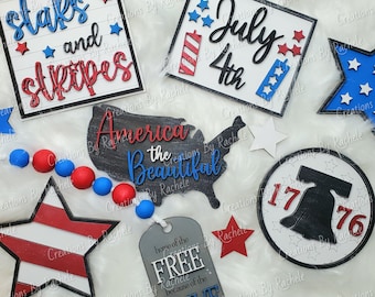 4th of July Tiered Tray Decor SVG: Patriotic Mini Signs (Digital Download)
