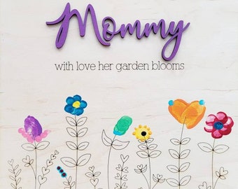 Fingerprint Flower Garden Art | Mom, Grandma, Mummy Handprint Decor ( Digital Download SVG)