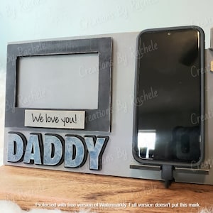Porte-clés/support de téléphone avec cadre photo pour papa, grand-père (Téléchargement numérique SVG)