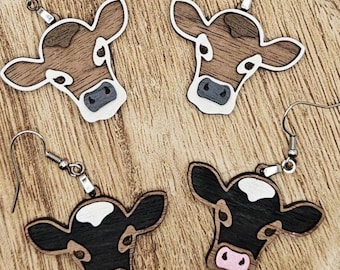 Cow Earrings SVG File: Dangle Laser Cut Design (Digital Download)