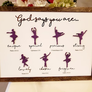 Ballerina Scripture Sign, God Says You Are, Laser Cut SVG (Digital File)