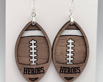 Football Dangle Earrings, Monogram Frame Laser Cut File Digital Download (SVG)