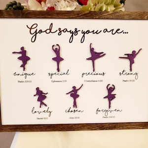 God Says You are, God Says I am Ballerina, scripture, framed sign, digital laser svg file, Bible Verse decor, glowforge file, laser cutter