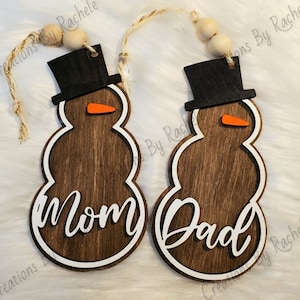 Schneemann benutzerdefinierte Name Weihnachtsverzierung, Geschenkanhänger, digitale Laser-Datei, svg, Glowforge 2022
