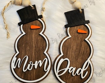 Snowman custom Name Christmas ornament, stocking tag, digital laser file, svg, Glowforge 2022