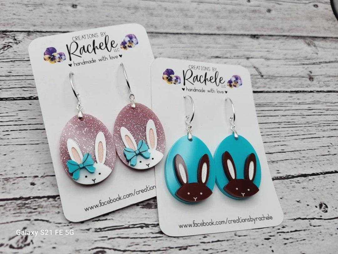 Easter Egg Chocolate Bunny With Bow Dangle Earrings Digital Laser File ...