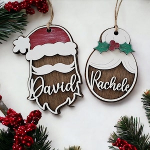 Nom personnalisé du père Noël et de la mère Noël, fichier laser numérique, svg, Glowforge 2023