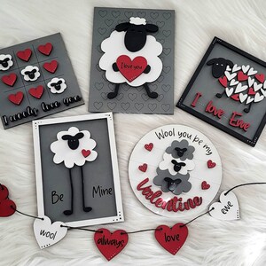 Lamb Valentine, 6 piece tiered tray mini set, digital laser file, svg mini kit, tiered tray