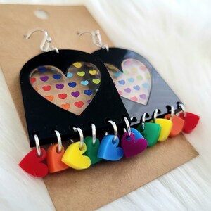 Boucles d'oreilles coeurs arc-en-ciel, 4 modèles, 4 options de construction fichier laser numérique, svg, Glowforge Saint Valentin