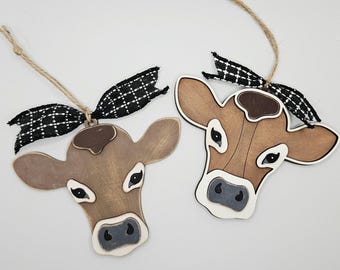 Jersey Cow Christmas Ornament: Custom Name Laser Cut File (SVG, Glowforge)