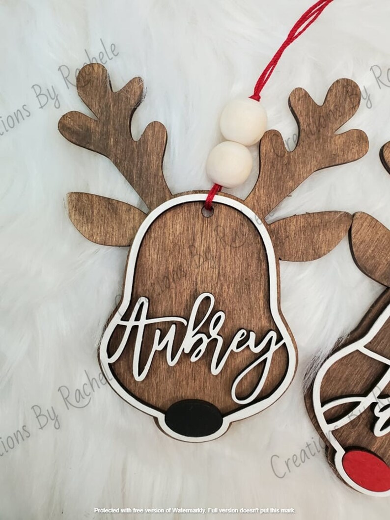 Santa's Reindeer Custom Name Christmas Ornament Laser Etsy