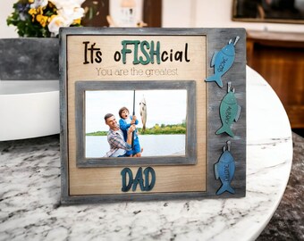 Décoration de cadre papa maman pêcheur, fichier laser numérique, svg, Glowforge, c'est oFISHcial que vous êtes le plus grand des papas, cadeau pour papa, cadeau pour grand-père