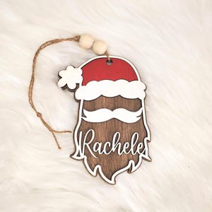 Santa custom Name Christmas ornament, stocking tag,  digital laser file, svg, Glowforge 2023