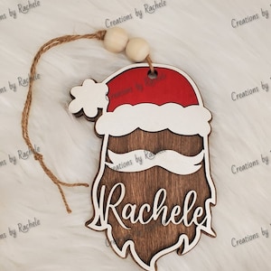 Santa custom Name Christmas ornament, stocking tag,  digital laser file, svg, Glowforge 2023