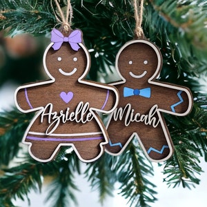 Gingerbread People Custom Name Christmas ornament, stocking tag, 2023, laser file, svg, Glowforge, Gingerbread Cookie Ornament, Customizable