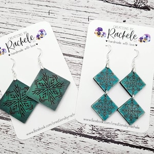 Square Diamond Aztec Dangle Earrings File, digital laser file, svg, Glowforge cut file