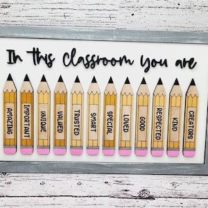 Nesta sala de aula você é Pencil Decor, arquivo digital a laser, svg, Glowforge | Presente de agradecimento ao professor | Decorações de sala de aula | Presente escolar