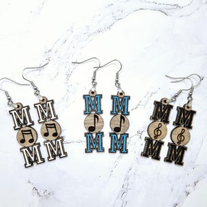 Pendientes colgantes para mamás de música, archivo láser digital, SVG, archivo de corte Glowforge, pendientes para mamás de bandas, pendientes con notas musicales, regalo para profesores de música, teatro