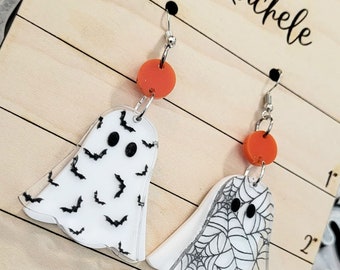 Little clear ghost dangle earrings, digital laser file, svg, Glowforge cut file, Layered acrylic earring file