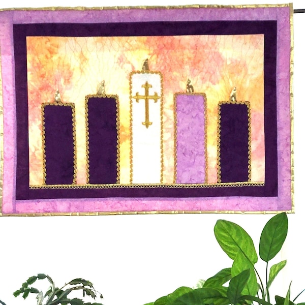 PATTERN. Create this elegant ADVENT  WREATH wallhanging and enjoy the glow throughout the season! Easy to follow full color pattern.