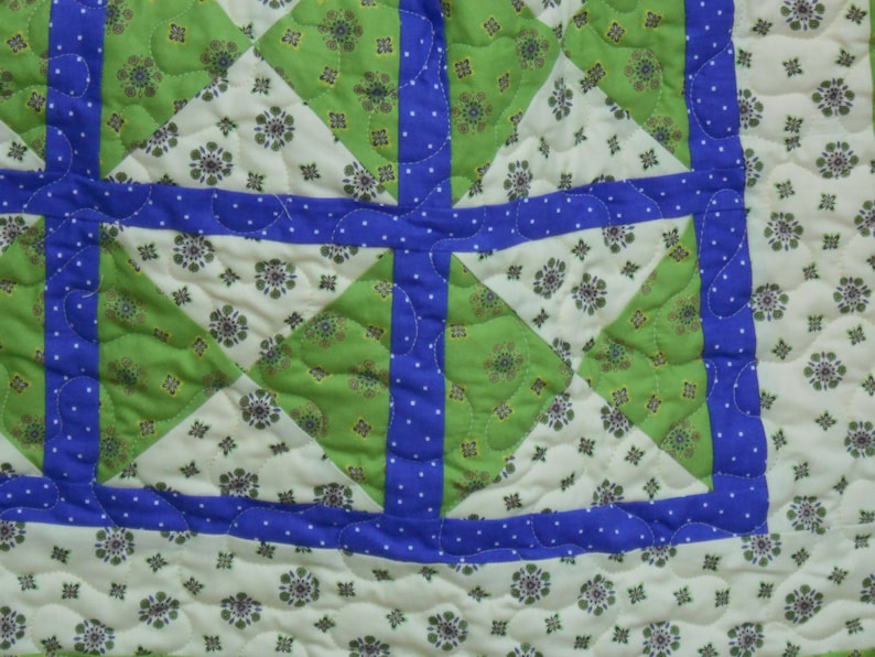 QUILTED THROW BLANKET in Cut Diamond Design Worked in Green Etsy