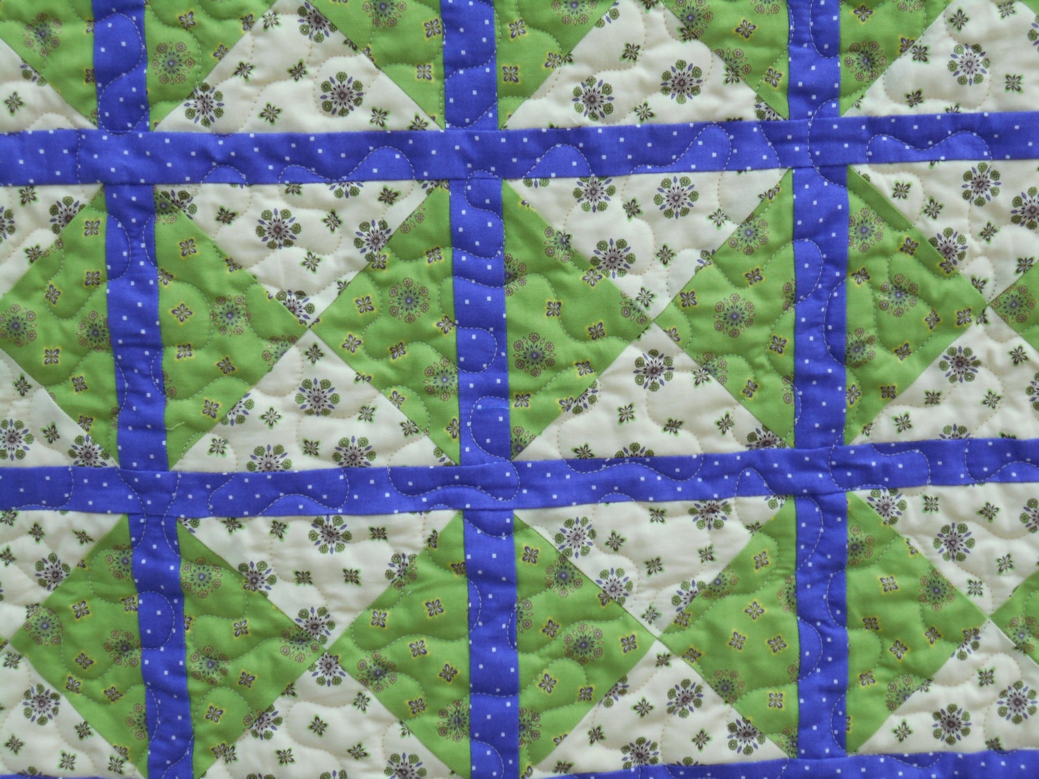 QUILTED THROW BLANKET in Cut Diamond Design Worked in Green Etsy