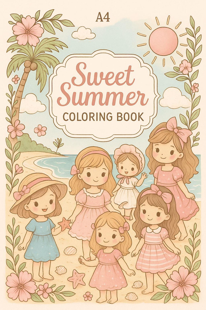 Summer Coloring Book Fun Printable Pages for Kids & Adults Perfect