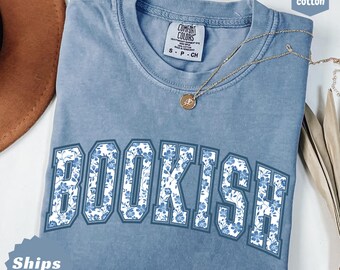Comfort Colors Retro Bookish Shirt: Floral Bookworm Tee