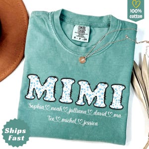 shirt Mimi | Chemise grand-mère personnalisée pour enfants | Chemises Mimi personnalisées pour femme | Idée cadeau pour Mimi, T-shirt floral Mimi, Contour Mimi