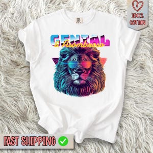 Comfort Colors® Unique neon lion Shirt, animal lover shirt, Funny T-Shirt, Oversized Graphic Tee, Retro lion Shirt, Streetwear outfit
