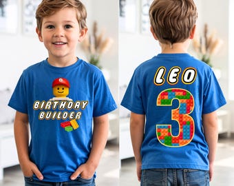 Custom Birthday Builder Shirt, Personalized Youth Building Blocks Birthday Sweatshirt, Birthday Toddler Blocks Tee, Gift for kids