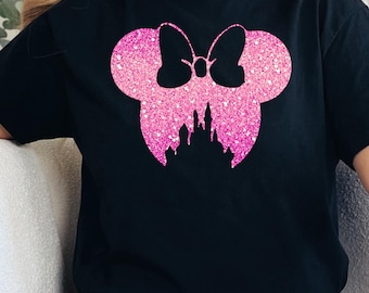 Comfort Colors® Disney Shirt, Pink minnie Ear, Glitter Minnie Shirt, Disney Tee for Kids, Disney Shirt for Women