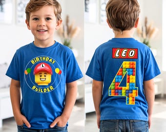 Custom Birthday Builder Shirt, Personalized Youth Building Blocks Birthday Sweatshirt,  Toddler Blocks Tee, Gift for kids