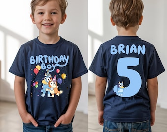 Personalized Bluey Dog Birthday Shirt, Custom Toddler Tee, Gift for kids