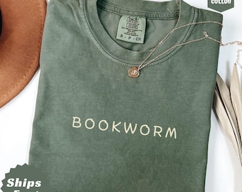 Comfort Colors Retro Bookworm Shirt: Floral Librarian Tee