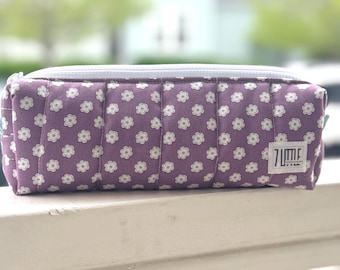 Handmade Quilted Zipper Pouch | Cotton Cosmetic Bag, Pencil Case