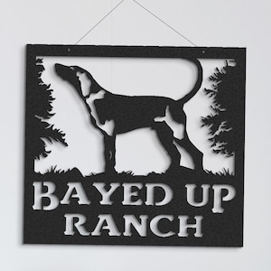 Treeing Walker Coonhound Hunting Bay Dog Tracking Working Dog Custom Metal Dog Sign