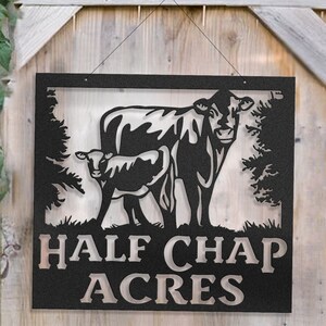Your Name Custom Metal Cow Calf Farm or Ranch Sign, Cow and Calf Sign 3