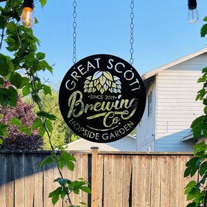 Custom Metal Brewery Sign ~ Personalized Hopside Garden  Decoration