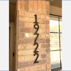Vertical Metal House Numbers, 6&quot; Connected Numbers Address Sign Made For Easy Install