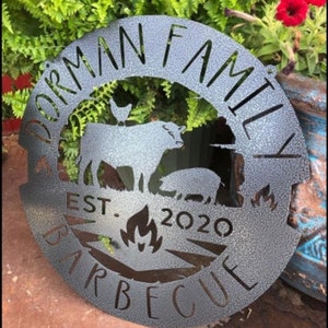 Personalized Animal Barbeque Sign, Metal Hanging BBQ Gift
