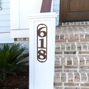 Heavy Duty Vertical Rounded Address Sign, Custom Connected Metal House Numbers