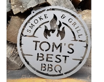 Your Name Custom Metal BBQ Sign, Best Barbeque Personalized Gift