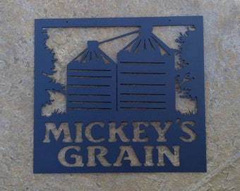 Custom Metal Silo Sign, Powder Coated Farmhouse Decor