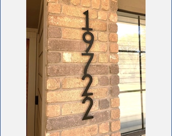 Vertical Metal House Numbers, 6&quot; Connected Numbers Address Sign Made For Easy Install