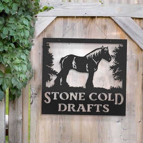 Metal Draft Horse Sign, Indoor or Outdoor Metal Draft Horse Sign